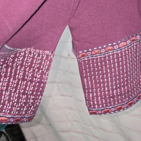 Soft Surroundings Dark Berry Playa Embroidered Jacket Open Beaded Womens 2X NWT - Picture 9 of 14